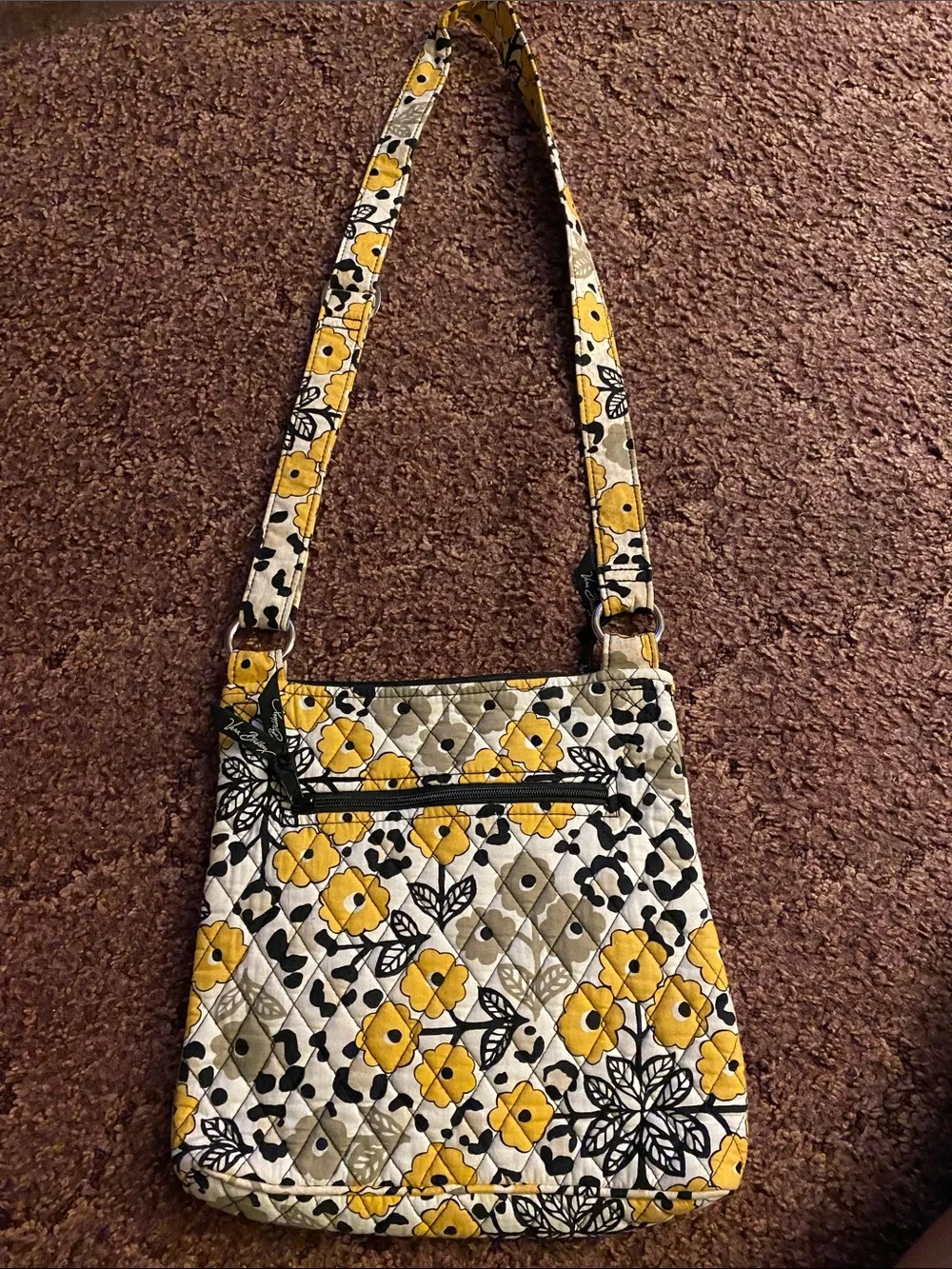 Vera Bradley Yellow Floral Quilted Crossbody Bag